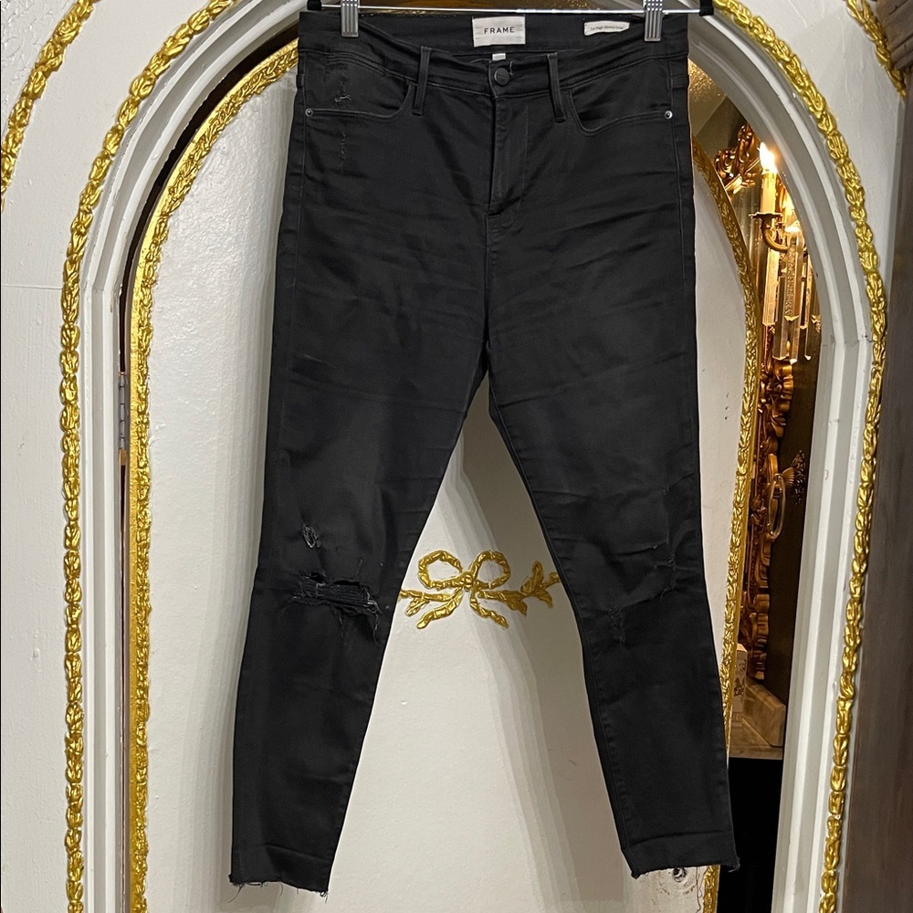 FRAME Distressed Le High Skinny Crop Size 29